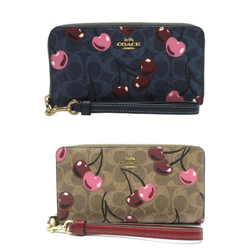 COACH ★ LONG ZIP AROUND WALLET WITH CHERRY PRINT CZ328