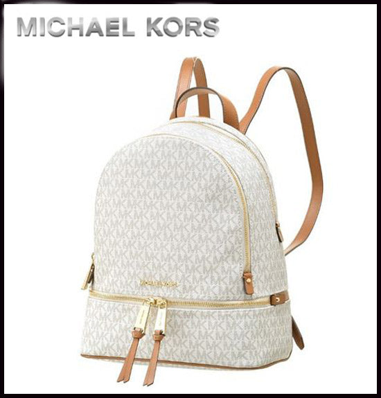 マイケルコース MICHAEL KORS RHEA MEDIUM ROGO BACKPACK 【35T9GYEU1B VANILLA/LUGGAGE】