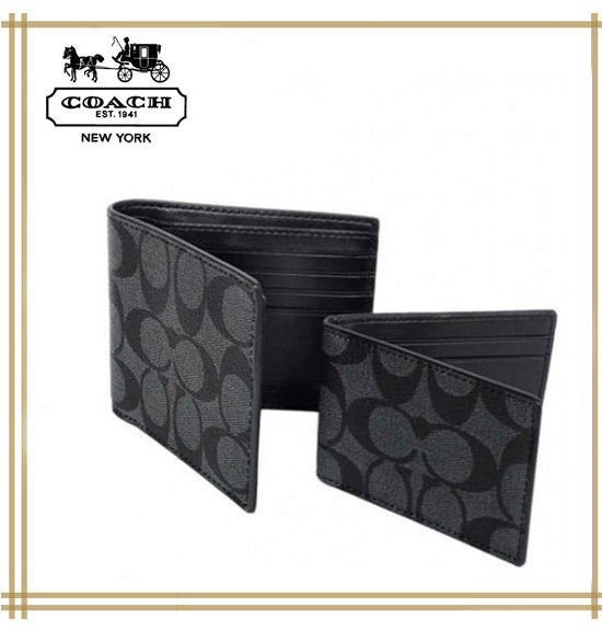 コーチメンズ財布 COACH COMPACT ID WALLET IN SIGNATURE F74993【F74993 CQBK】