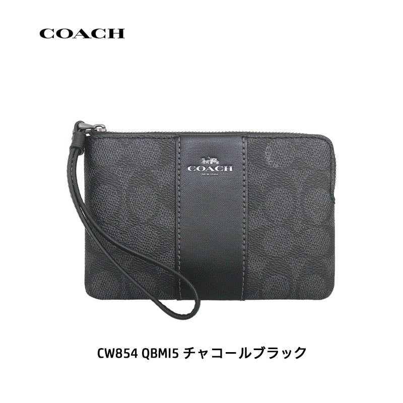 COACH ★ CORNER ZIP WRISTLET WITH STRIPE CW854