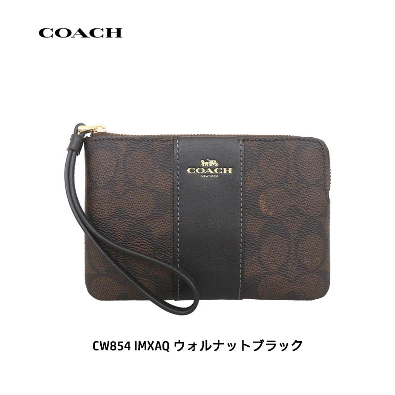 COACH ★ CORNER ZIP WRISTLET WITH STRIPE CW854
