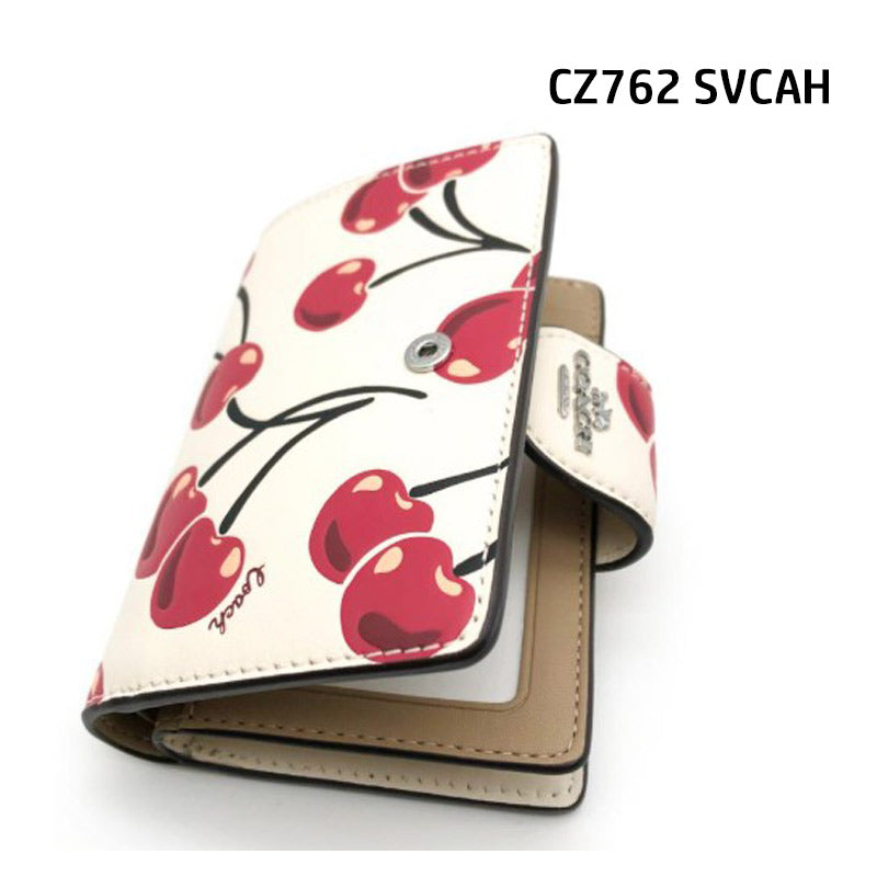 COACH★MEDIUM CORNER ZIP WALLET WITH CHERRY PRINT CZ342 CZ762