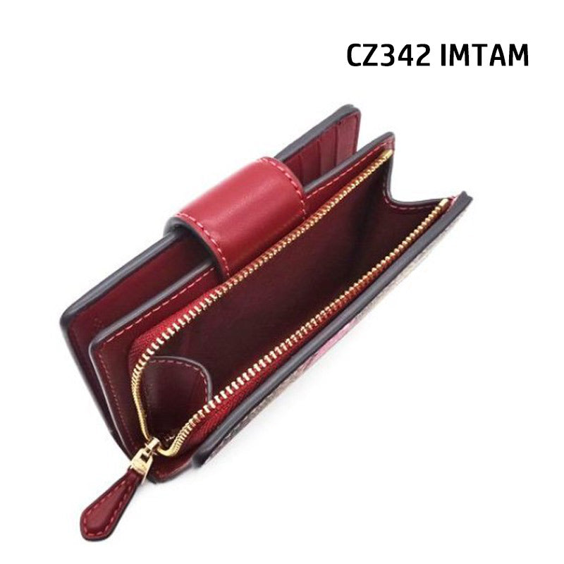 COACH★MEDIUM CORNER ZIP WALLET WITH CHERRY PRINT CZ342 CZ762