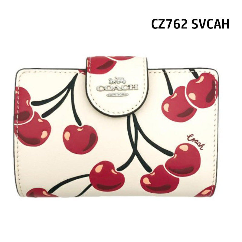 COACH★MEDIUM CORNER ZIP WALLET WITH CHERRY PRINT CZ342 CZ762