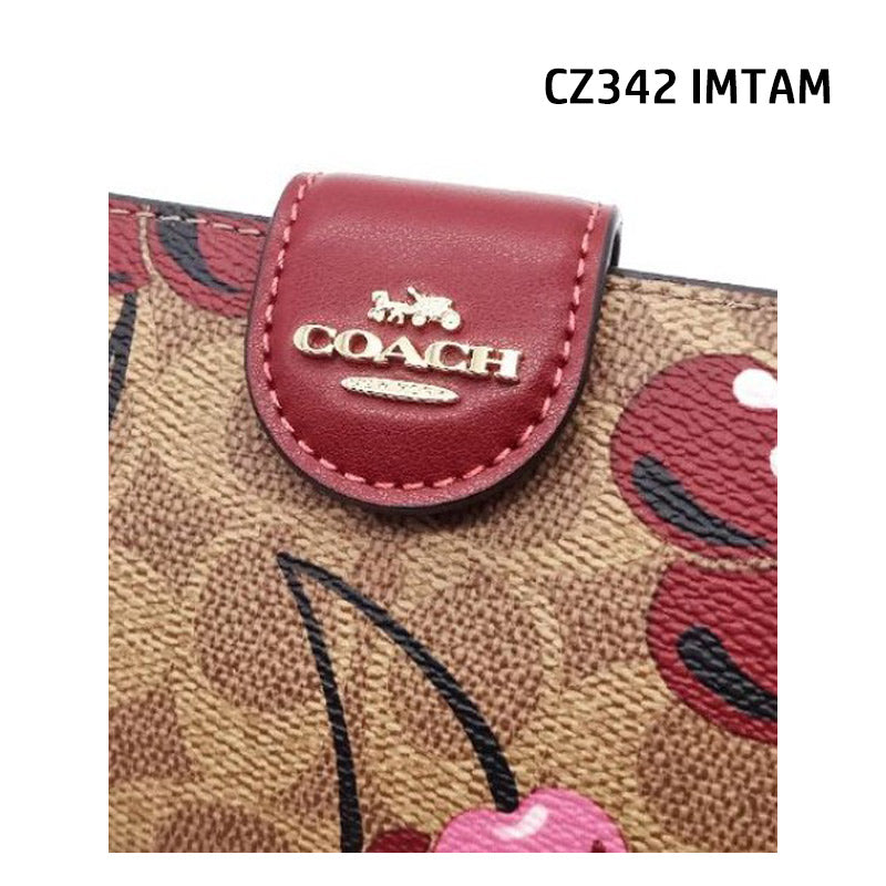 COACH★MEDIUM CORNER ZIP WALLET WITH CHERRY PRINT CZ342 CZ762