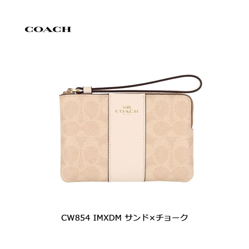 COACH ★ CORNER ZIP WRISTLET WITH STRIPE CW854