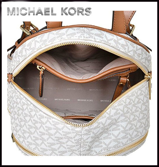 マイケルコース MICHAEL KORS RHEA MEDIUM ROGO BACKPACK 【35T9GYEU1B VANILLA/LUGGAGE】