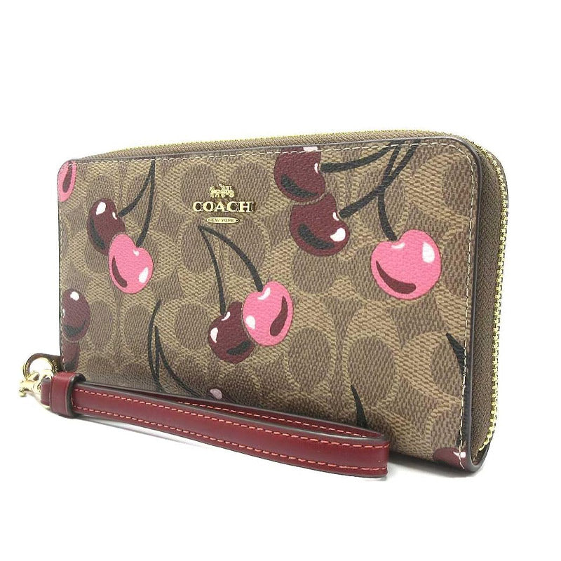 COACH ★ LONG ZIP AROUND WALLET WITH CHERRY PRINT CZ328