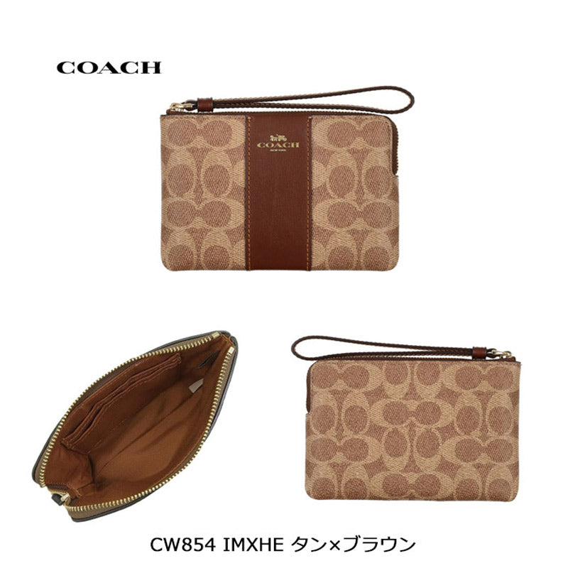 COACH ★ CORNER ZIP WRISTLET WITH STRIPE CW854