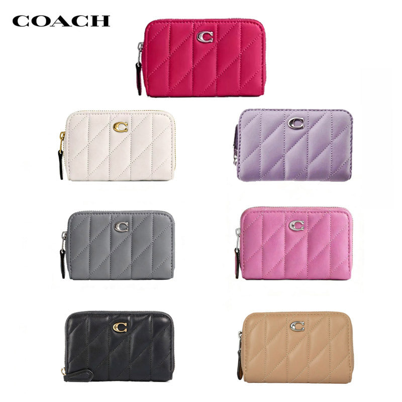 COACH★ SMALL ZIP AROUND CARD CASE WITH QUILTING WALLET CM505