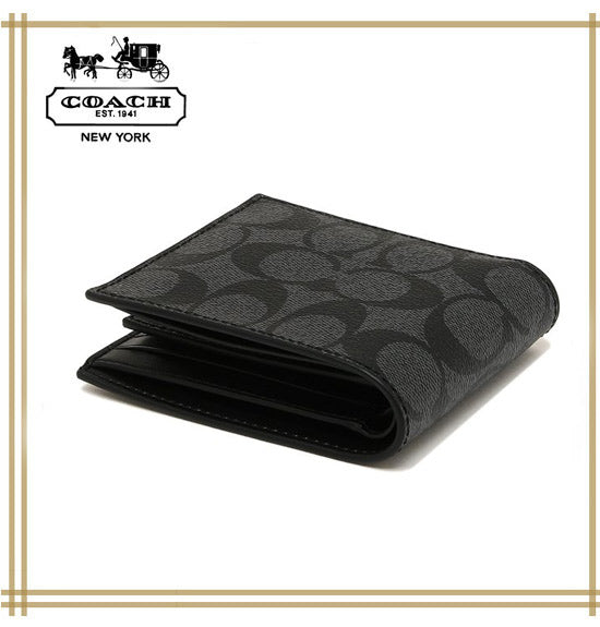 コーチメンズ財布 COACH COMPACT ID WALLET IN SIGNATURE F74993【F74993 CQBK】