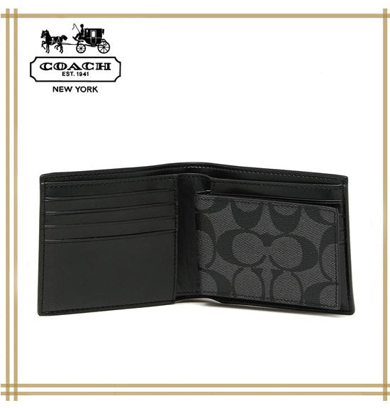 コーチメンズ財布 COACH COMPACT ID WALLET IN SIGNATURE F74993【F74993 CQBK】