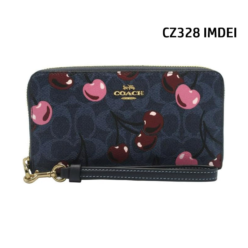 COACH ★ LONG ZIP AROUND WALLET WITH CHERRY PRINT CZ328