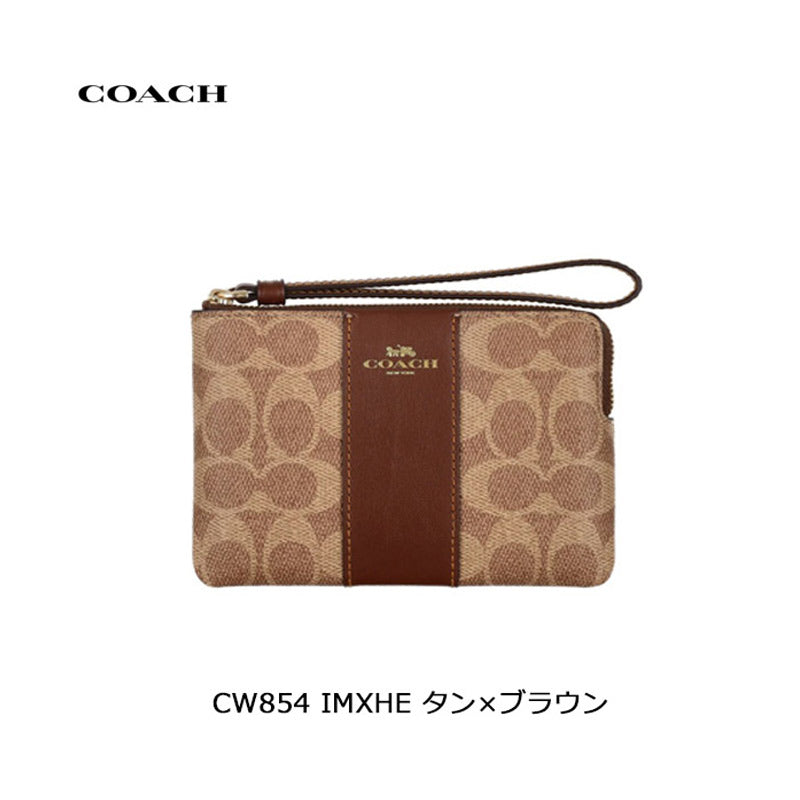 COACH ★ CORNER ZIP WRISTLET WITH STRIPE CW854