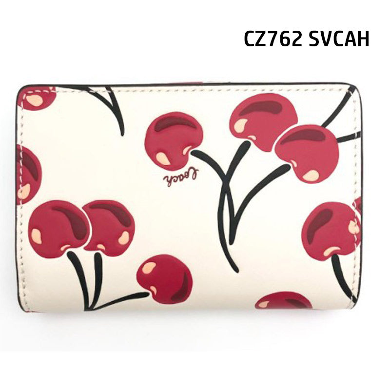 COACH★MEDIUM CORNER ZIP WALLET WITH CHERRY PRINT CZ342 CZ762