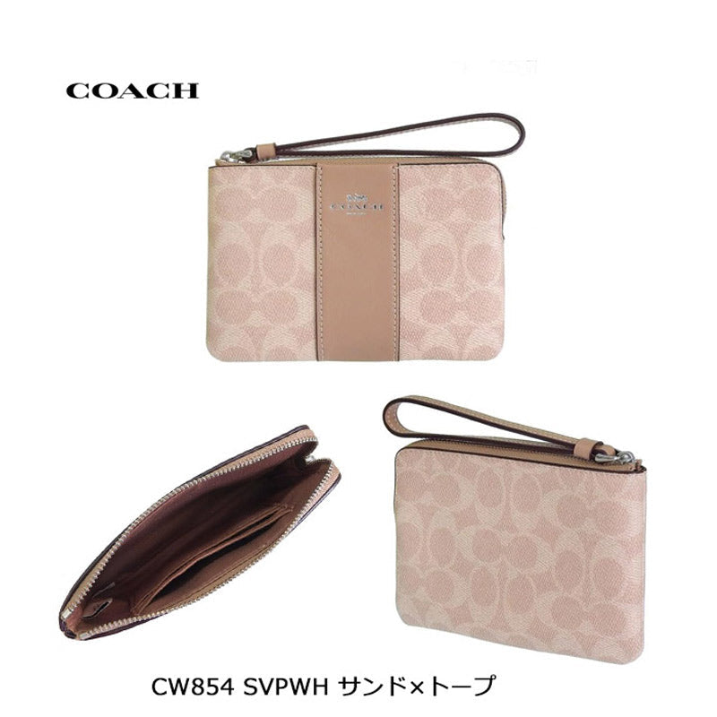 COACH ★ CORNER ZIP WRISTLET WITH STRIPE CW854