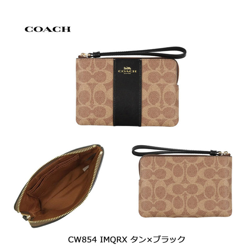 COACH ★ CORNER ZIP WRISTLET WITH STRIPE CW854