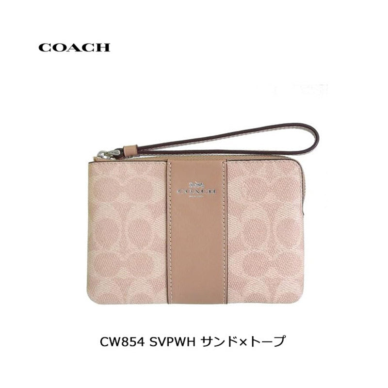 COACH ★ CORNER ZIP WRISTLET WITH STRIPE CW854