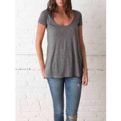 Alternative Short Sleeve Drape Top  ASH HEATHER/ショート スリープ　ドレイプ トップ
