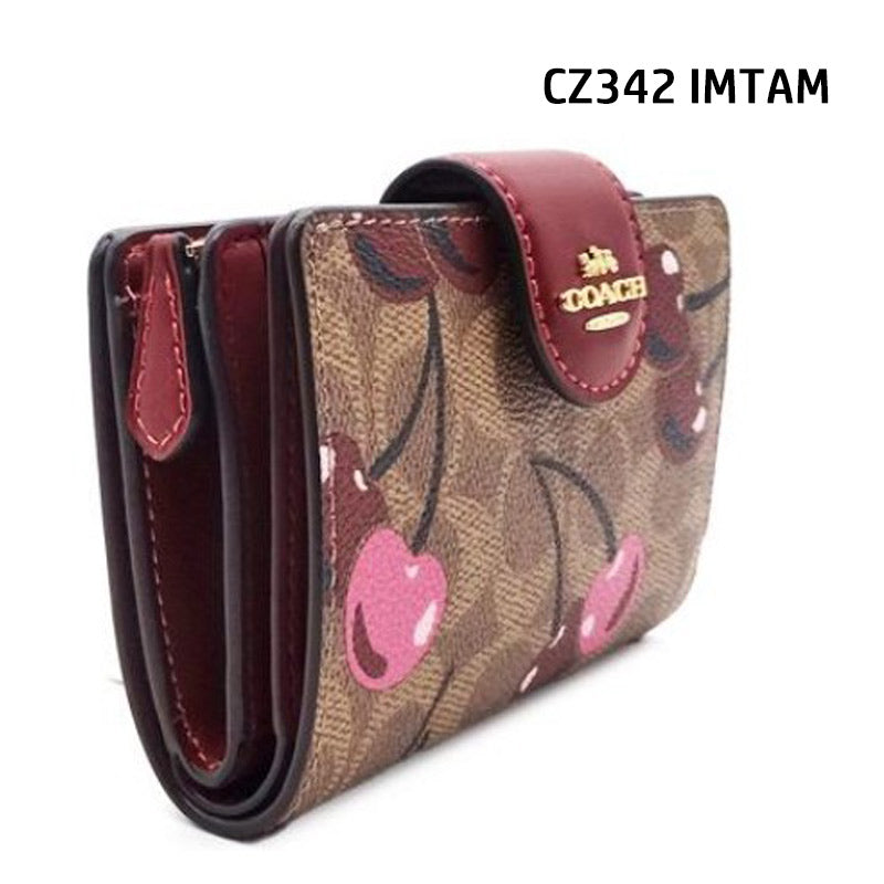 COACH★MEDIUM CORNER ZIP WALLET WITH CHERRY PRINT CZ342 CZ762