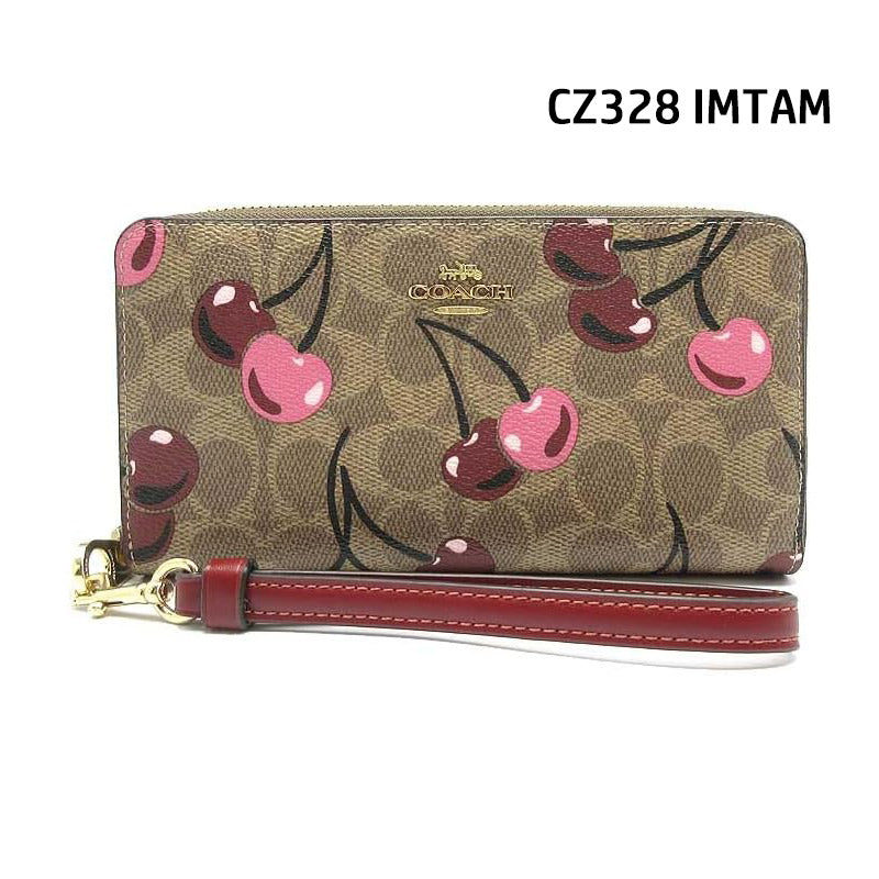 COACH ★ LONG ZIP AROUND WALLET WITH CHERRY PRINT CZ328