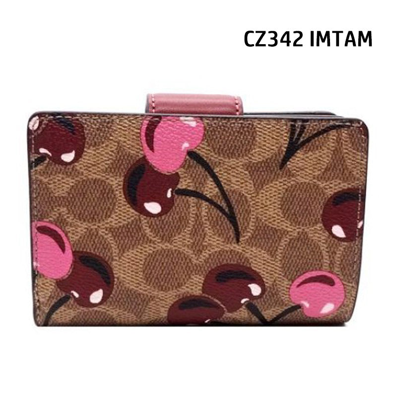 COACH★MEDIUM CORNER ZIP WALLET WITH CHERRY PRINT CZ342 CZ762