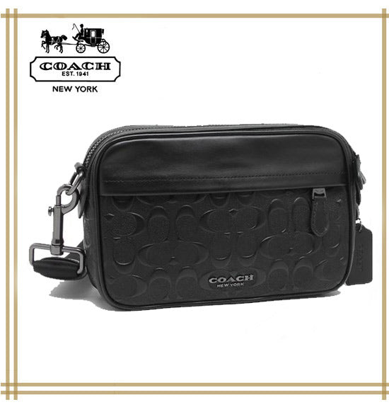 コーチ　メンズ　レディース兼用　COACH GRAHAM CROSSBODY WITH TRAVEL PATCHES【F50713　QB/BK】