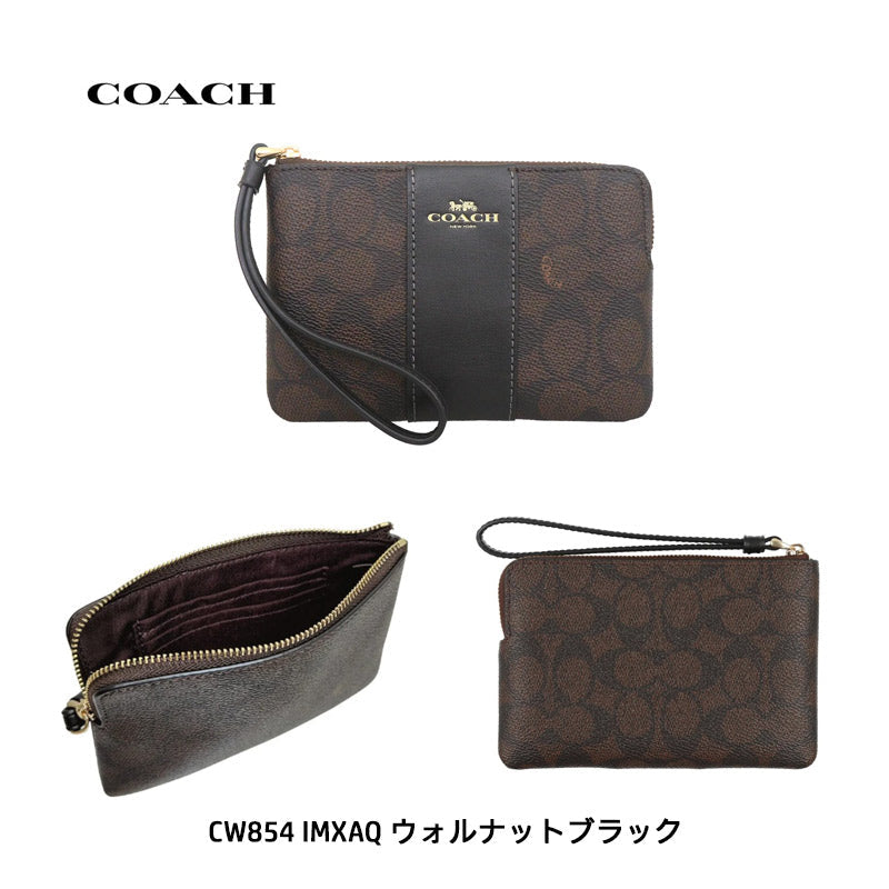 COACH ★ CORNER ZIP WRISTLET WITH STRIPE CW854