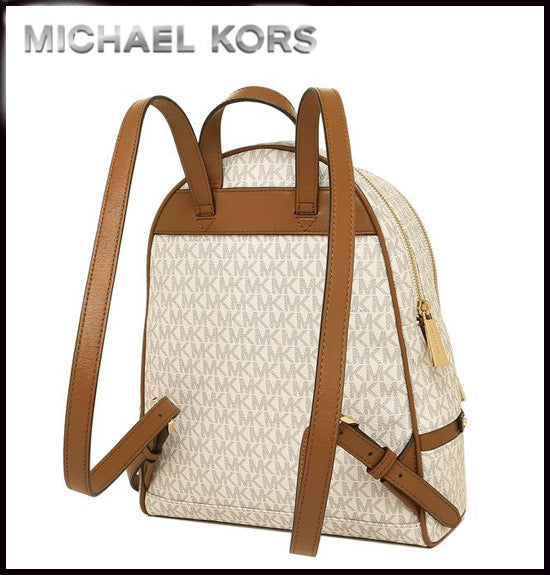 マイケルコース　MICHAEL KORS　RHEA MEDIUM ROGO BACKPACK　【35T9GYEU1B　VANILLA/LUGGAGE】