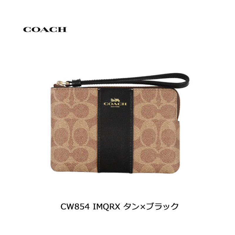 COACH ★ CORNER ZIP WRISTLET WITH STRIPE CW854