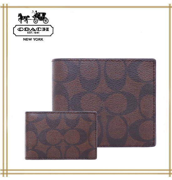 コーチメンズ財布　COACH  COMPACT ID WALLET IN SIGNATURE  F74993【F74993　MABR】