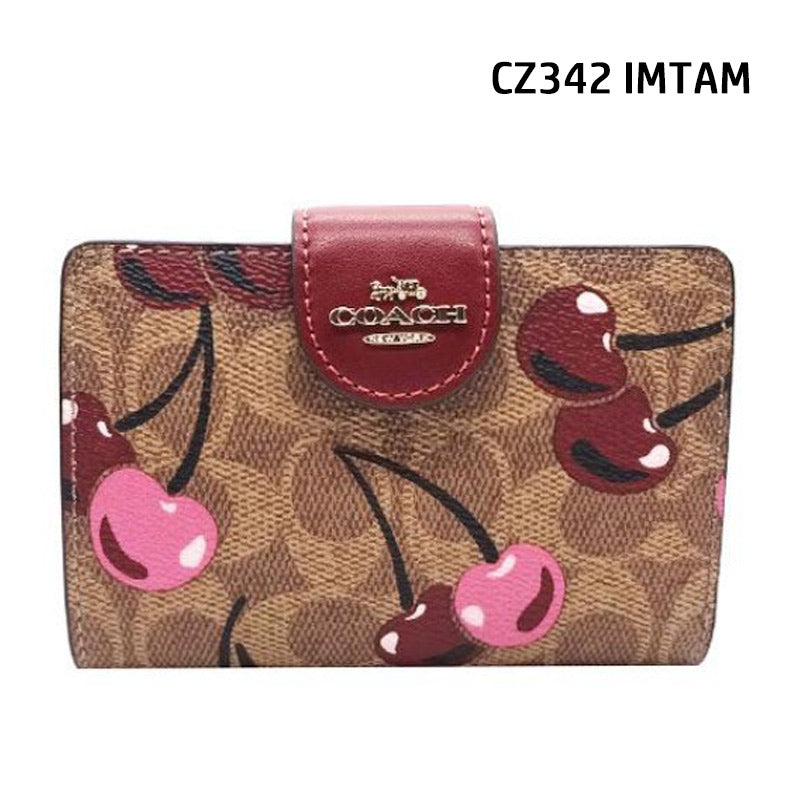 COACH★MEDIUM CORNER ZIP WALLET WITH CHERRY PRINT CZ342 CZ762