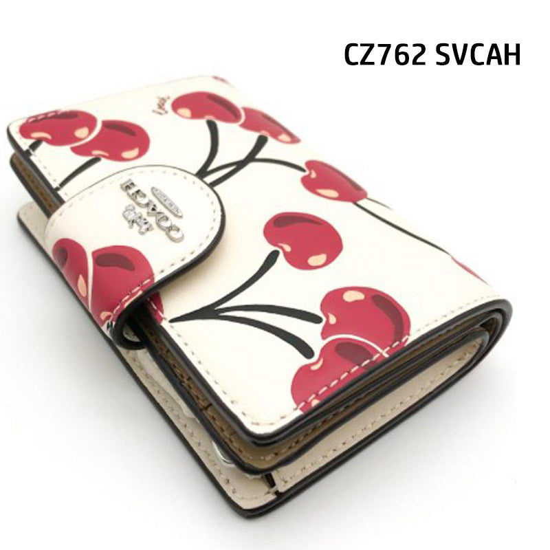 COACH★MEDIUM CORNER ZIP WALLET WITH CHERRY PRINT CZ342 CZ762