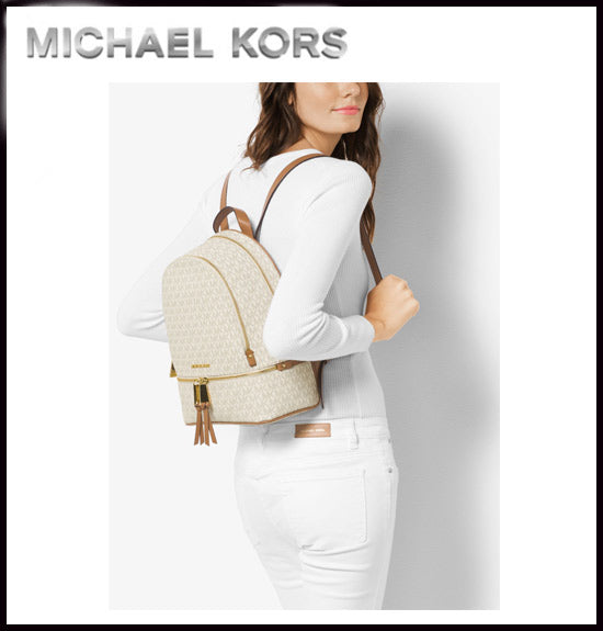 マイケルコース　MICHAEL KORS　RHEA MEDIUM ROGO BACKPACK　【35T9GYEU1B　VANILLA/LUGGAGE】