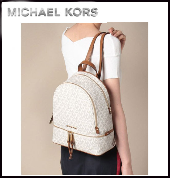 マイケルコース　MICHAEL KORS　RHEA MEDIUM ROGO BACKPACK　【35T9GYEU1B　VANILLA/LUGGAGE】