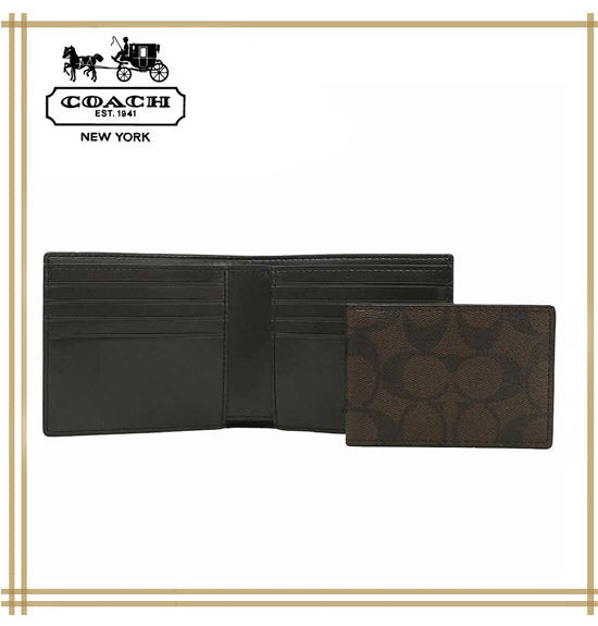 コーチメンズ財布　COACH  COMPACT ID WALLET IN SIGNATURE  F74993【F74993　MABR】